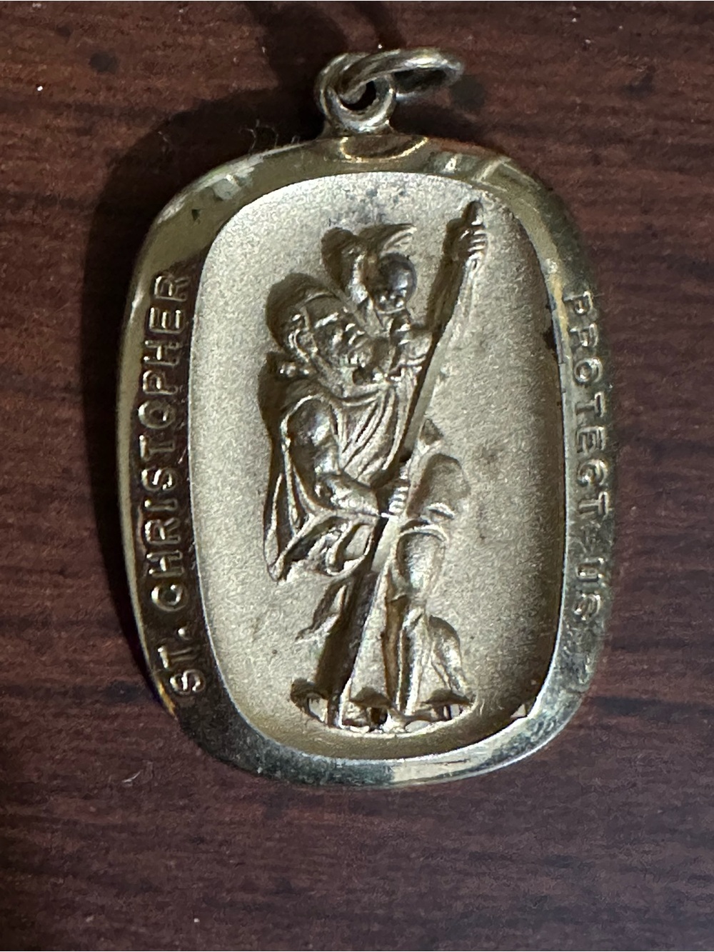 St. Christopher Gold-Tone Medal Pendant - Protective Travel Charm